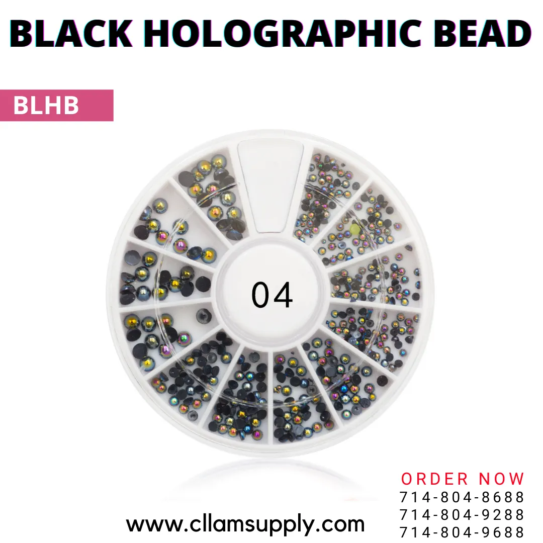BLACK HOLOGRAPHIC BEADS - BLHB