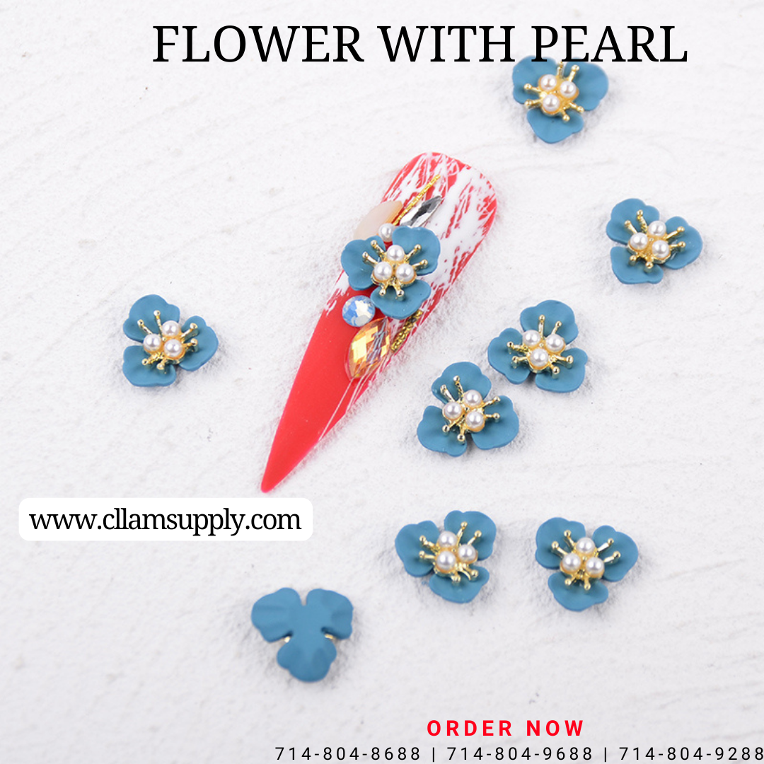 FLOWER WITH PEARL - MULTI COLORS