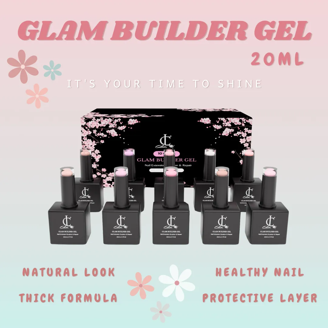 glam builder gel 10 colors set of 20ml bottles