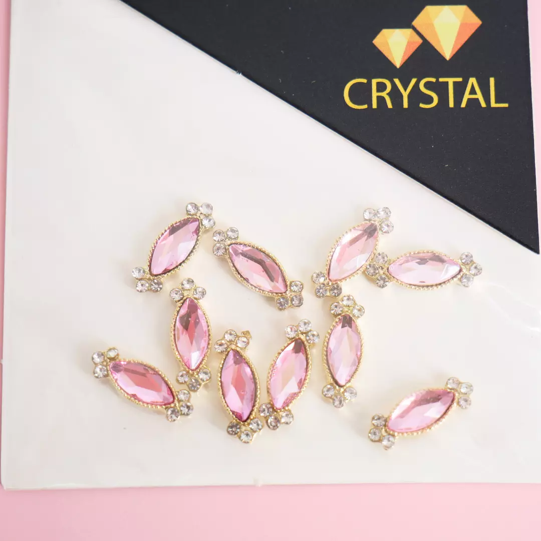 nail charm pink luxury stone