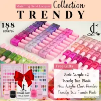 Trendy Nail Collection with 188 colors and gifts like clear powder, trendy black, trendy pink, and book sample
