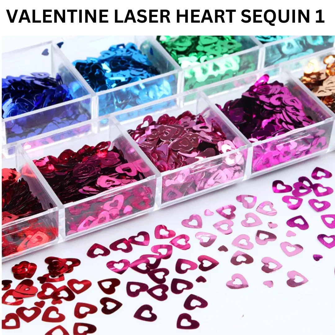 a set of 12 valentine laser heart sequins