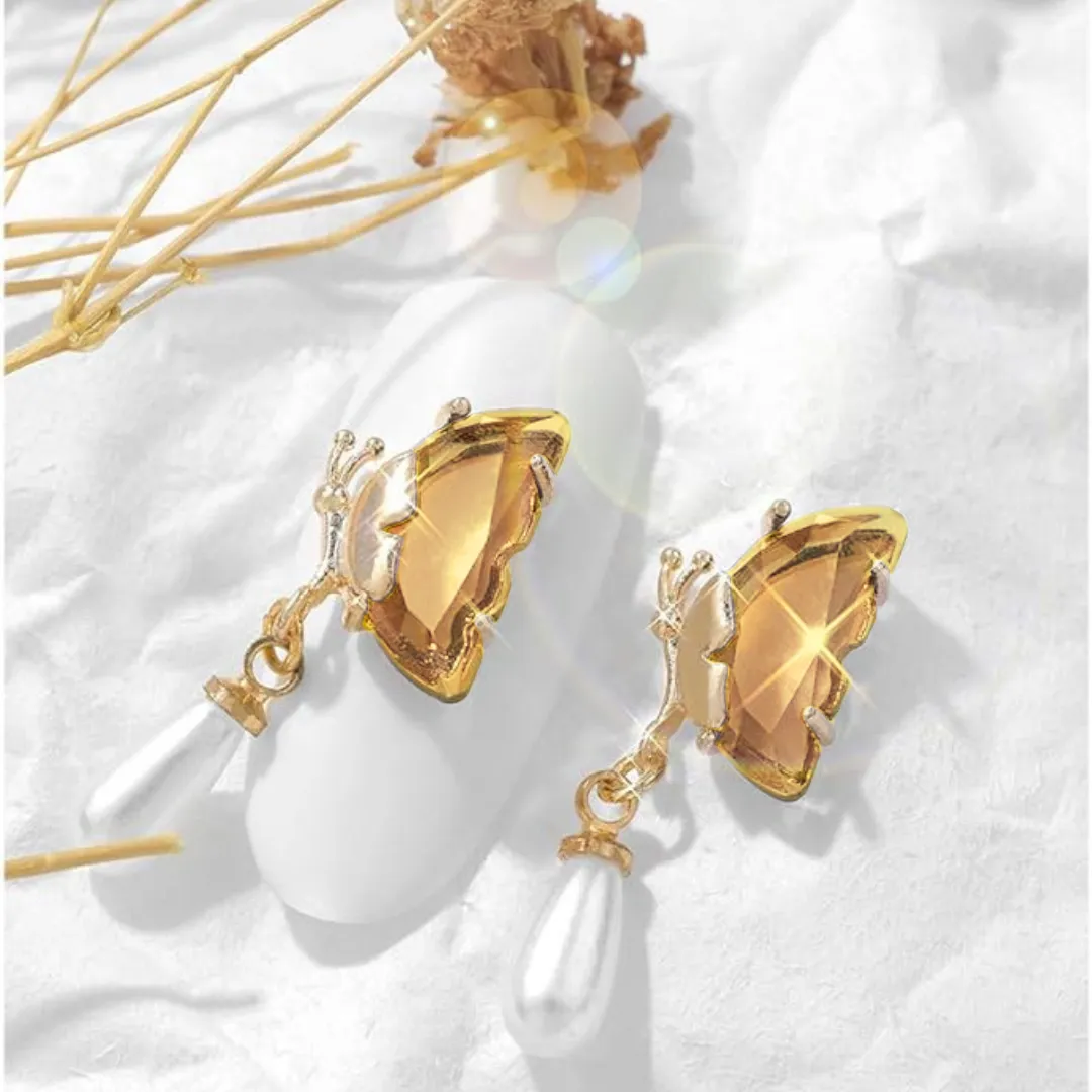 Sparkling Butterfly Pendant Nail Charms