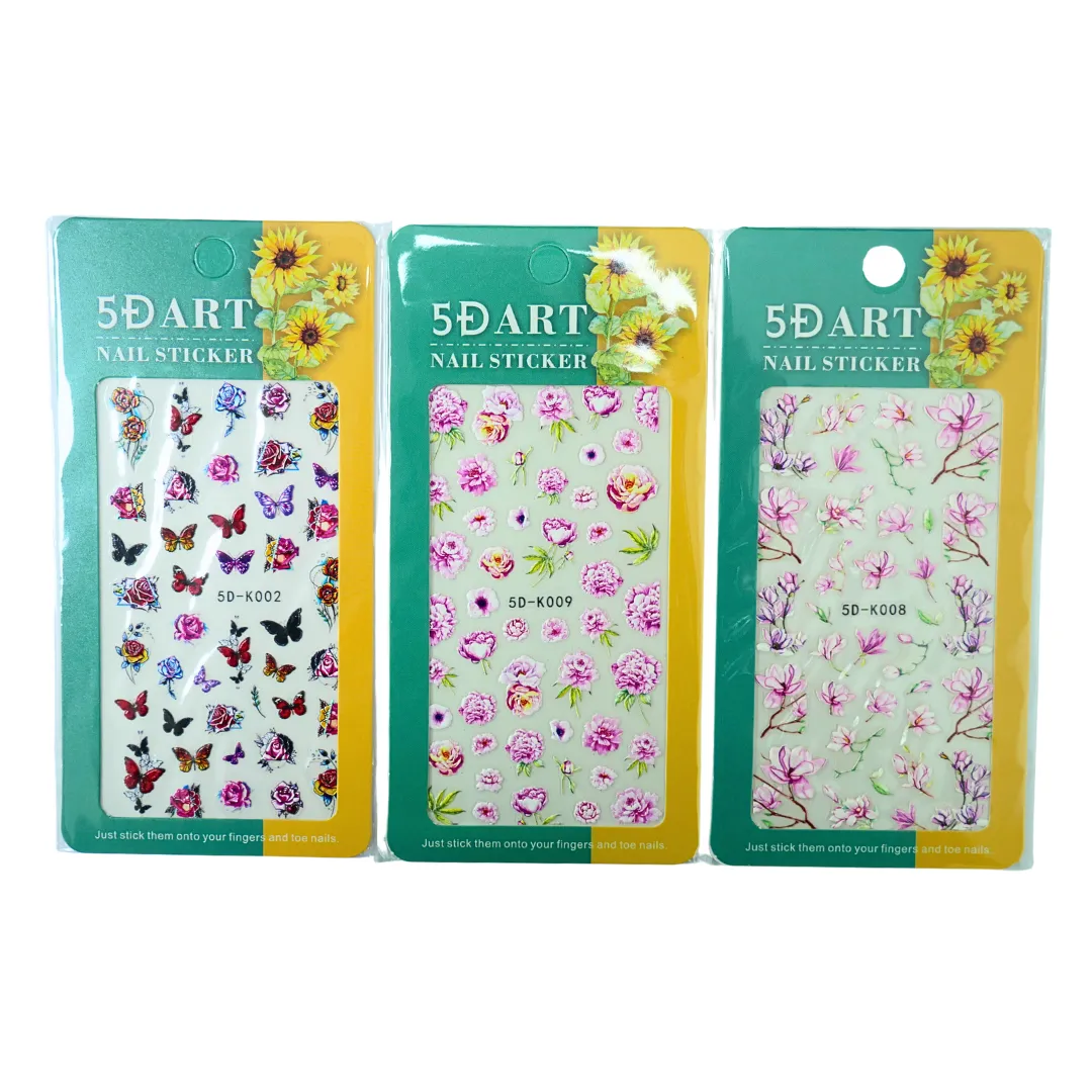 5D Flower & Butterfly Stickers Set of 3