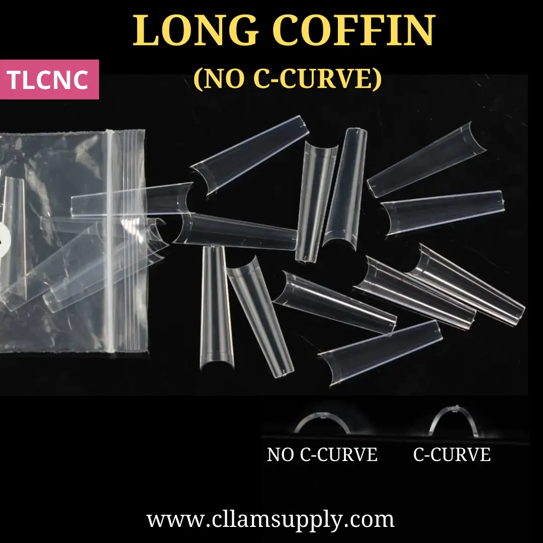 No C Curve XXL (2XL) Coffin Tips, Size 0-9, Bag