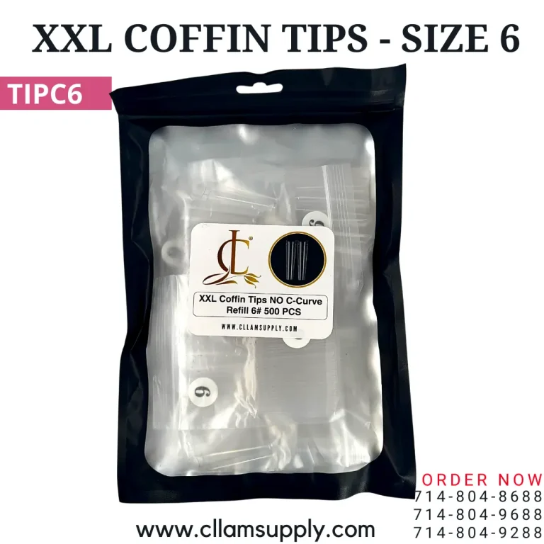 No C Curve XXL (2XL) Coffin Tips, Clear, Refill Single Size
