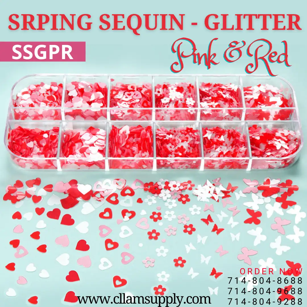 SPRING SEQUIN - GLITTER Butterfly, Flower, Heart Valentine