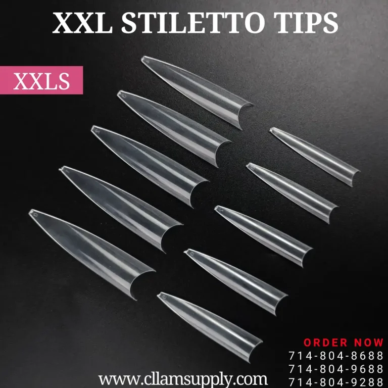 No C Curve XXL (2XL) Stiletto Tips, Clear, Size 0-9
